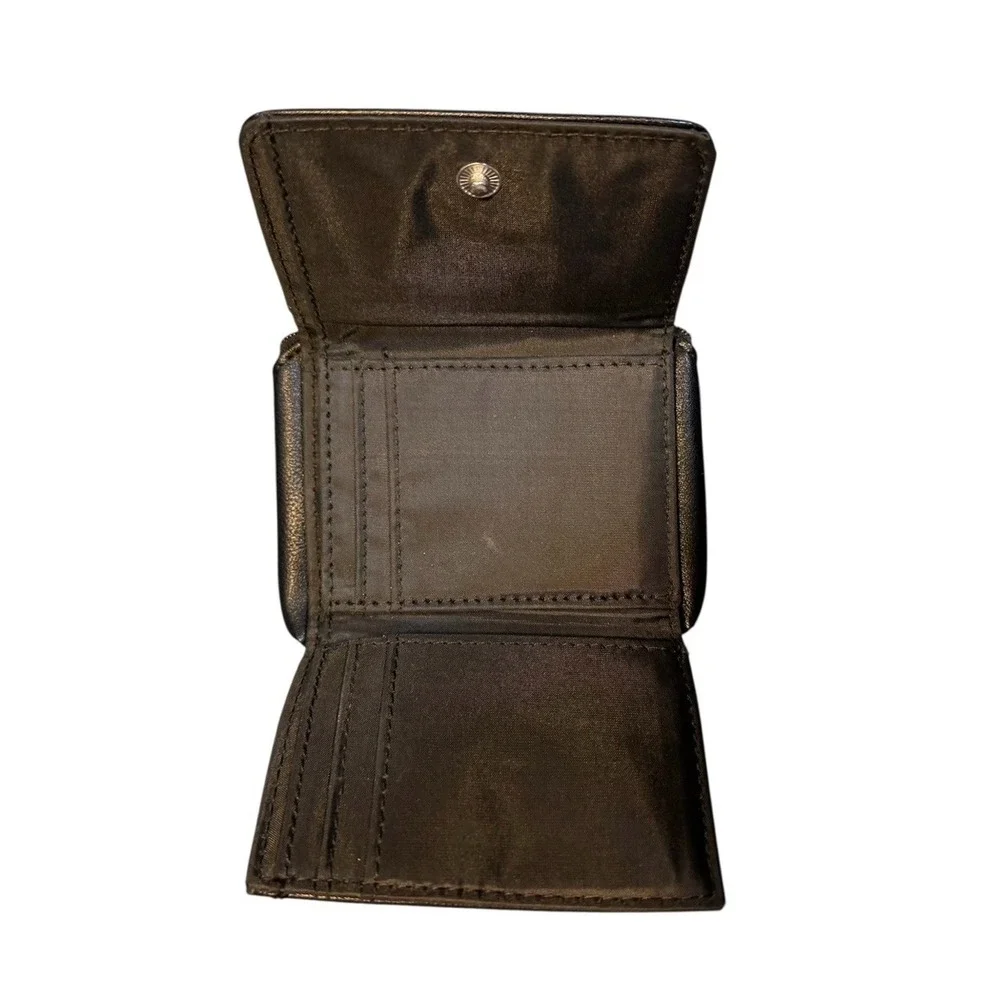 Tahari Black‎ Pebbled Leather Bifold Wallet with Logo Plaque